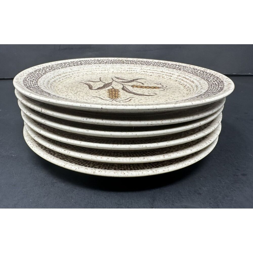 6 HOMER LAUGHLIN COUNTRY WHEAT 7" Plates Table Fair Homestead Harlequin Speckled - Picture 5 of 13
